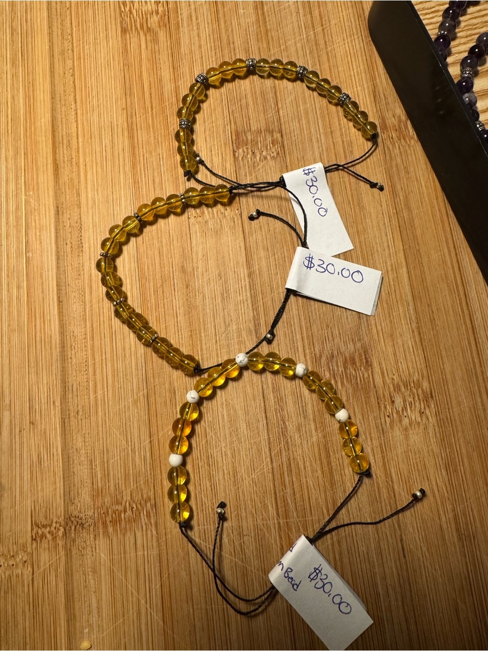 Hand Crafted Crystal Citrine Beaded Adjustable Bracelet